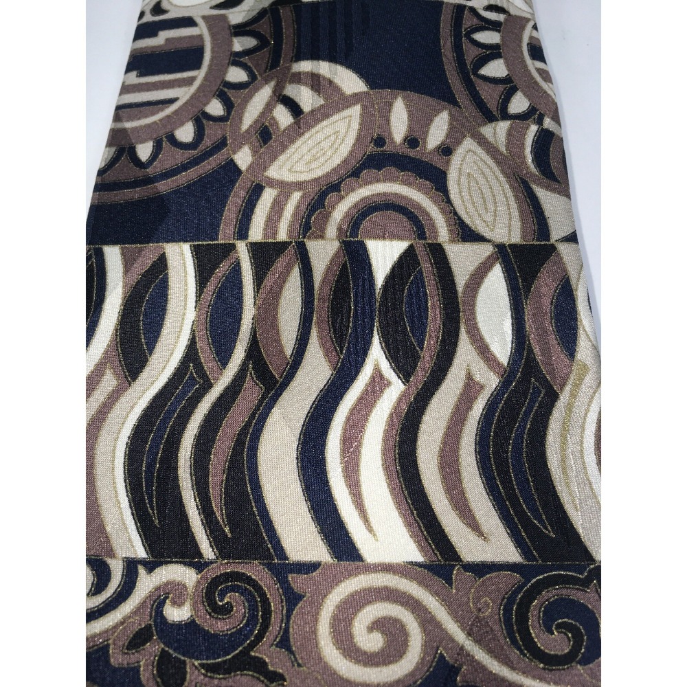 Zylos George Machado Tie 100% Silk Geometric Black Blue Beige - Picture 2 of 8